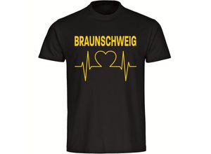 4068859200022 - multifanshop® Herren T-Shirt - Braunschweig - Herzschlag - Druck gelb