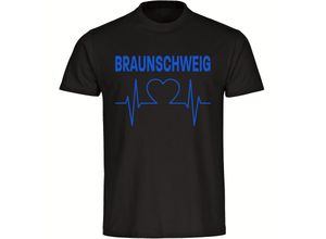 4068859200145 - multifanshop Herren T-Shirt - Braunschweig - Herzschlag - Druck blau - Männer