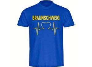 4068859200190 - multifanshop® Herren T-Shirt - Braunschweig - Herzschlag - Druck gelb