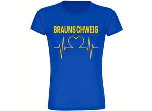 4068859200459 - multifanshop Damen T-Shirt - Braunschweig - Herzschlag - Druck gelb - Frauen