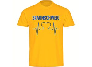 4068859200817 - multifanshop® Kinder T-Shirt - Braunschweig - Herzschlag - Druck blau