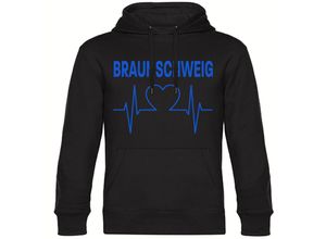 4068859201173 - multifanshop® Kapuzen Sweatshirt - Braunschweig - Herzschlag - Druck blau