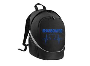 4068859201500 - multifanshop® Rucksack - Braunschweig - Herzschlag - Druck blau