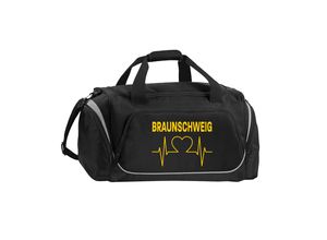 4068859201524 - multifanshop® Sporttasche - Braunschweig - Herzschlag - Druck gelb