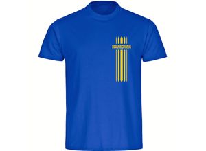 4068859201852 - multifanshop Herren T-Shirt - Braunschweig - Streifen - Druck gelb - Männer