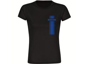 4068859202040 - multifanshop Damen T-Shirt - Braunschweig - Streifen - Druck blau - Frauen