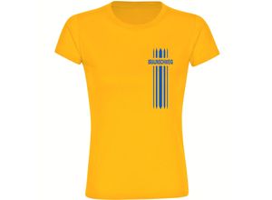 4068859202149 - multifanshop Damen T-Shirt - Braunschweig - Streifen - Druck blau - Frauen