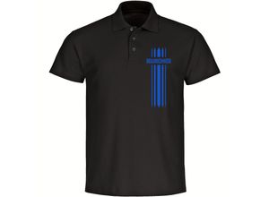 4068859202552 - multifanshop Poloshirt - Braunschweig - Streifen - Druck blau - Polo