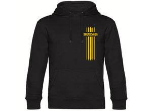 4068859202750 - multifanshop® Kapuzen Sweatshirt - Braunschweig - Streifen - Druck gelb