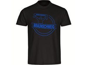 4068859203030 - multifanshop® Herren T-Shirt - Braunschweig - Meine Fankurve - Druck blau