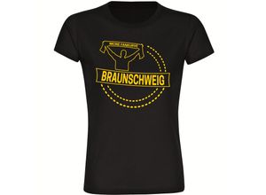 4068859203290 - multifanshop Damen T-Shirt - Braunschweig - Meine Fankurve - Druck gelb - Frauen