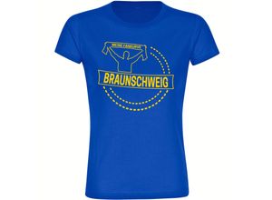 4068859203399 - multifanshop® Damen T-Shirt - Braunschweig - Meine Fankurve - Druck gelb