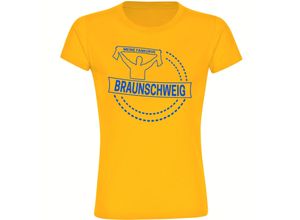 4068859203436 - multifanshop® Damen T-Shirt - Braunschweig - Meine Fankurve - Druck blau