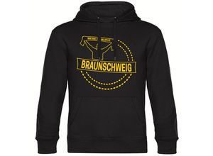 4068859203894 - multifanshop Kapuzen Sweatshirt - Braunschweig - Meine Fankurve - Druck gelb - Hoodie