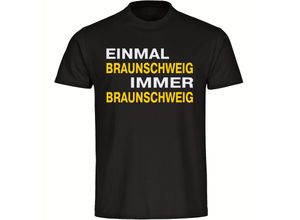 4068859204150 - multifanshop® Herren T-Shirt - Braunschweig - Einmal Immer - Druck gelb