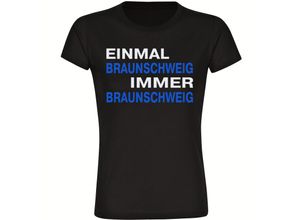 4068859204396 - multifanshop® Damen T-Shirt - Braunschweig - Einmal Immer - Druck blau