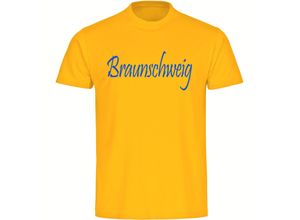 4068859206093 - multifanshop® Herren T-Shirt - Braunschweig - Schriftzug - Druck blau