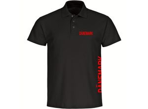 4068859208851 - multifanshop® Poloshirt - Dänemark - Brust & Seite - Druck rot