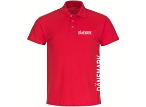 4068859208912 - multifanshop® Poloshirt - Dänemark - Brust & Seite - Druck weiß