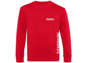 4068859209032 - multifanshop® Sweatshirt - Dänemark - Brust & Seite - Druck weiß