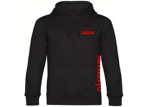 4068859209094 - multifanshop® Kapuzen Sweatshirt - Dänemark - Brust & Seite - Druck rot