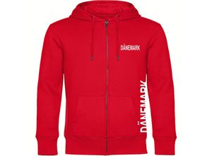 4068859209278 - multifanshop® Kapuzen Sweatshirt Jacke - Dänemark - Brust & Seite - Druck weiß