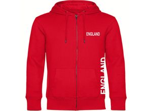 4068859210502 - multifanshop® Kapuzen Sweatshirt Jacke - England - Brust & Seite - Druck weiß