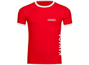 4068859211837 - multifanshop Kontrast T-Shirt - Kanada - Brust & Seite - Druck weiß - Männer