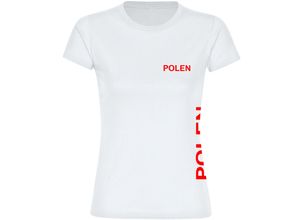 4068859212247 - multifanshop® Damen T-Shirt - Polen - Brust & Seite - Druck rot