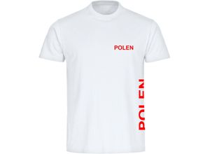 4068859212421 - multifanshop® Kinder T-Shirt - Polen - Brust & Seite - Druck rot