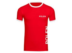 4068859213022 - multifanshop® Kontrast T-Shirt - Polen - Brust & Seite - Druck weiß