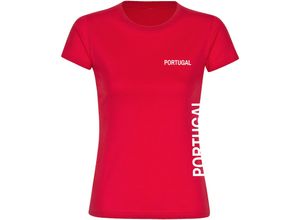 4068859213541 - multifanshop® Damen T-Shirt - Portugal - Brust & Seite - Druck weiß