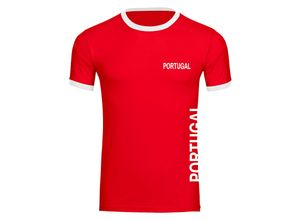 4068859214265 - multifanshop® Kontrast T-Shirt - Portugal - Brust & Seite - Druck weiß