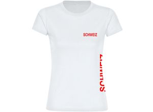 4068859214678 - multifanshop Damen T-Shirt - Schweiz - Brust & Seite - Druck rot - Frauen