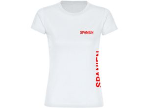 4068859215903 - multifanshop Damen T-Shirt - Spanien - Brust & Seite - Druck rot - Frauen