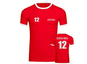 4068859217464 - multifanshop® Kontrast T-Shirt - Costa Rica - Trikot 12 - Druck weiß