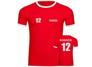 4068859219727 - multifanshop® Kontrast T-Shirt - Kanada - Trikot 12 - Druck weiß