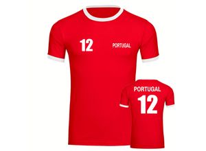 4068859221225 - multifanshop Kontrast T-Shirt - Portugal - Trikot Nummer 12 - Druck weiß - Männer