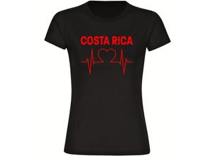 4068859223908 - multifanshop Damen T-Shirt - Costa Rica - Herzschlag - Druck rot - Frauen