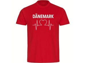 4068859224943 - multifanshop Herren T-Shirt - Dänemark - Herzschlag - Druck weiß - Männer