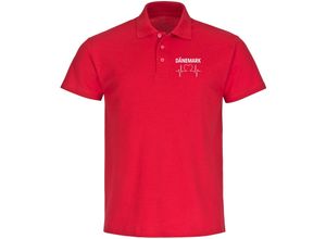 4068859225346 - multifanshop® Poloshirt - Dänemark - Herzschlag - Druck weiß