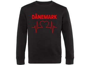 4068859225391 - multifanshop® Sweatshirt - Dänemark - Herzschlag - Druck rot