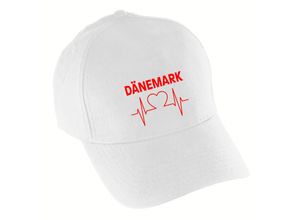 4068859225810 - multifanshop® Baseballcap - Dänemark - Herzschlag - Druck rot