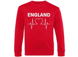 4068859226619 - multifanshop® Sweatshirt - England - Herzschlag - Druck weiß