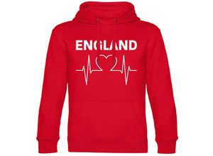 4068859226718 - multifanshop® Kapuzen Sweatshirt - England - Herzschlag - Druck weiß