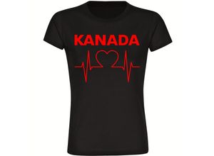 4068859227296 - multifanshop Damen T-Shirt - Kanada - Herzschlag - Druck rot - Frauen