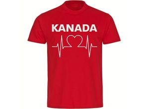 4068859227517 - multifanshop® Kinder T-Shirt - Kanada - Herzschlag - Druck weiß