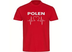 4068859228361 - multifanshop® Herren T-Shirt - Polen - Herzschlag - Druck weiß