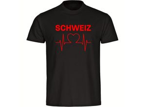 4068859230579 - multifanshop® Herren T-Shirt - Schweiz - Herzschlag - Druck rot