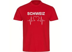 4068859230678 - multifanshop Herren T-Shirt - Schweiz - Herzschlag - Druck weiß - Männer